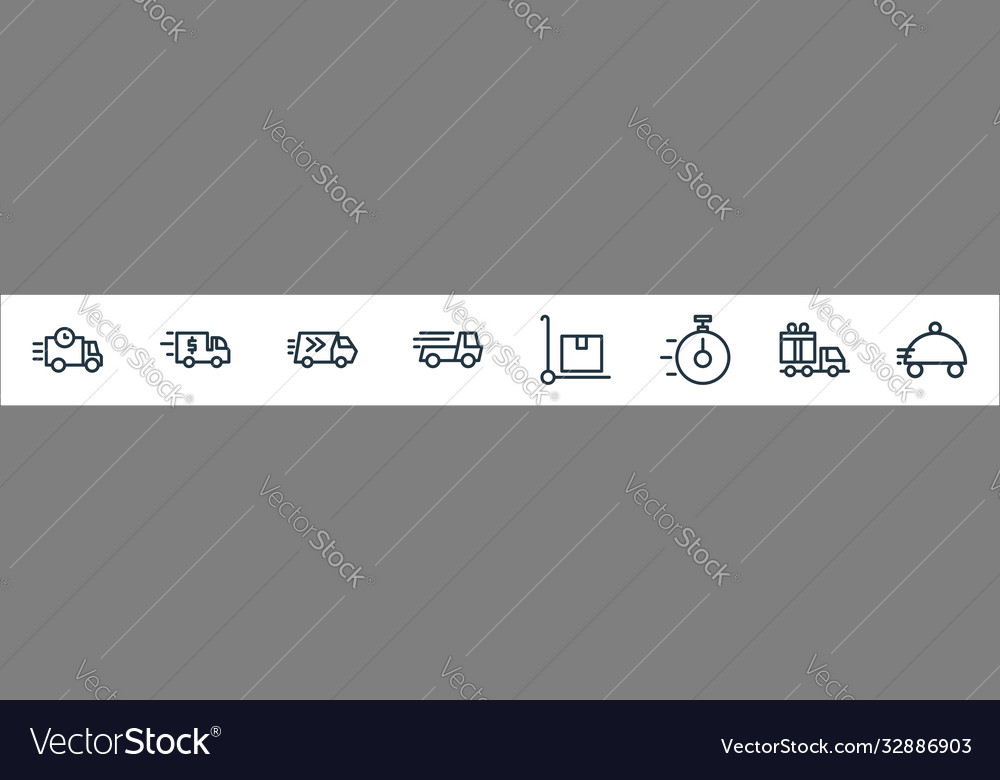 Delivery line icons linear set quality