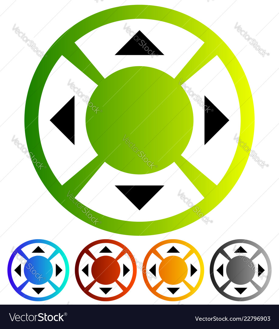 Four way arrow button with arrows vector image Four way arrow button with arrows