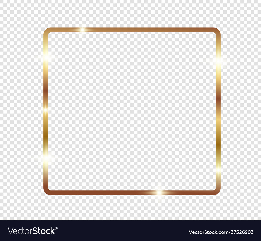 Gold shiny glowing frame with shadows isolated