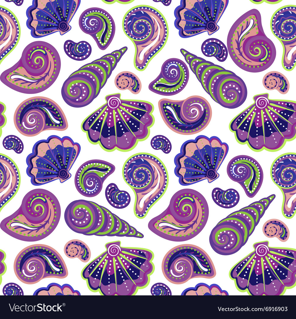 Hand draw sea shells pattern seamless texture