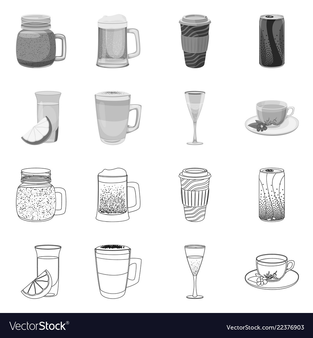 Isolated object of drink and bar logo set vector image Isolated object of drink and bar logo set