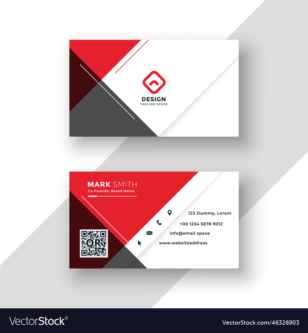 Minimal red business card template design Vector Image