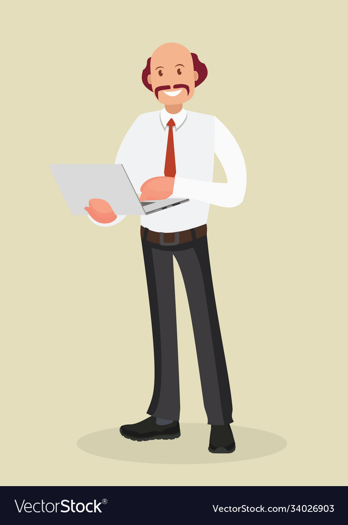 Programmer a man is holding laptop developer