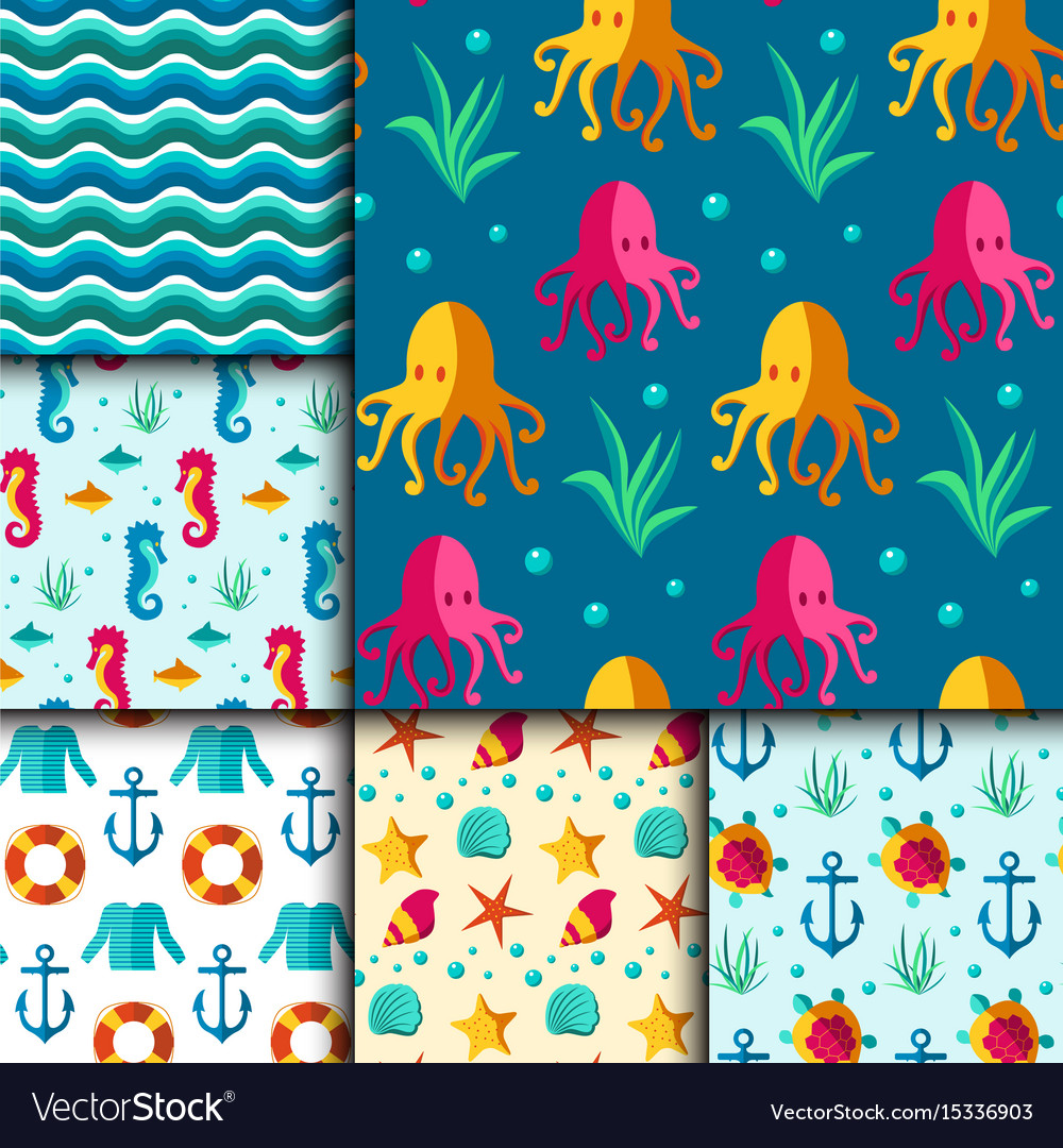 Seamless patterns with nautical elements