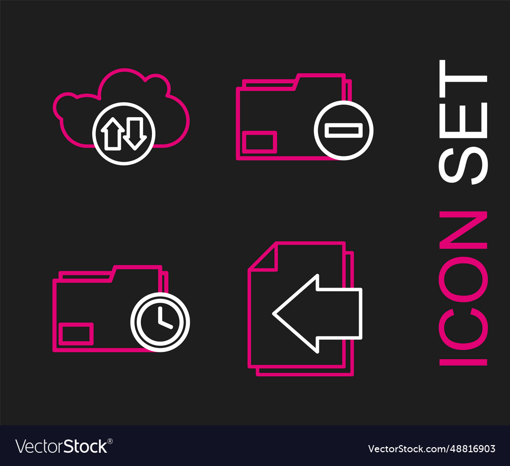Set line next page arrow document folder vector image Set line next page arrow document folder