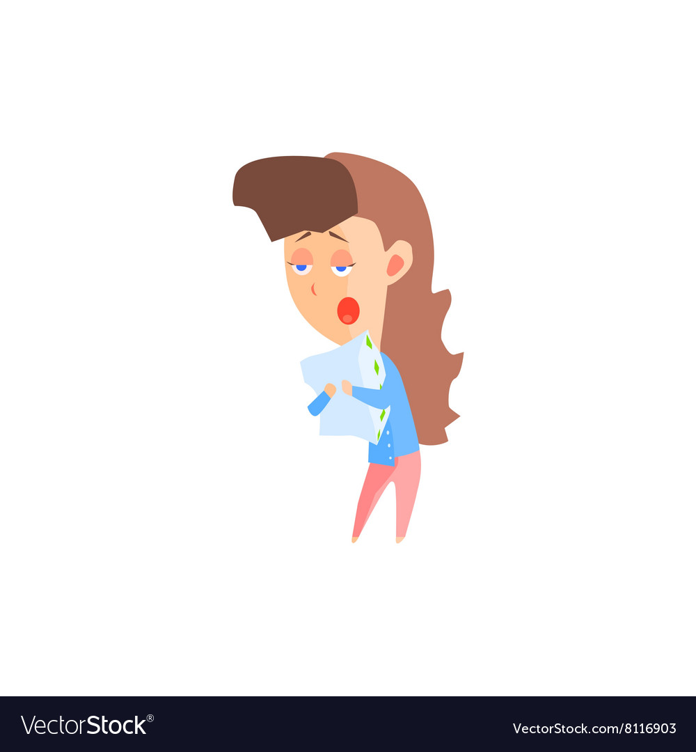 Sleepy Girl Emotion Icon Royalty Free Vector Image