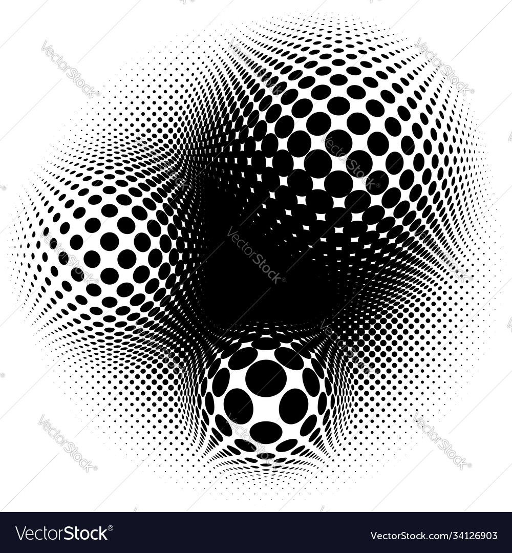 Spherical distortion halftone dots element orb vector image Spherical distortion halftone dots element orb