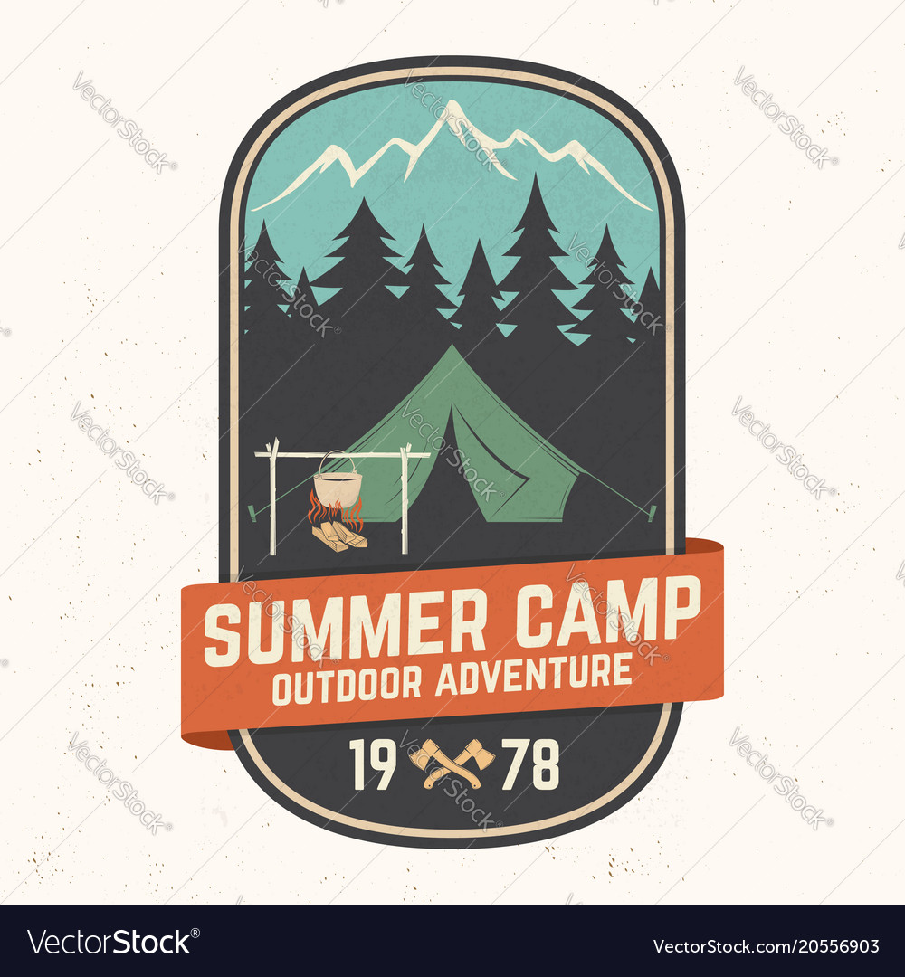 Summer camp patch concept Royalty Free Vector Image