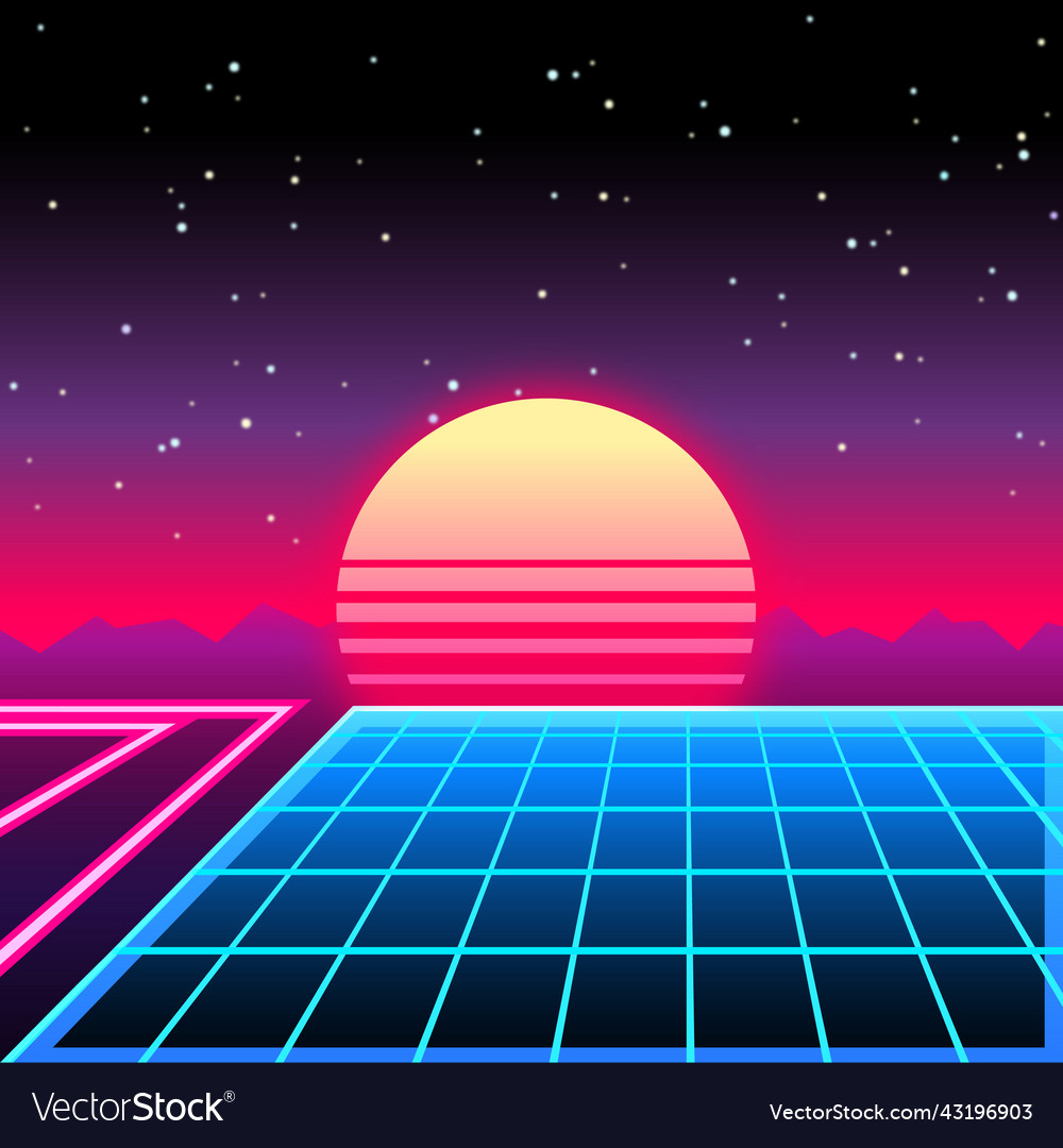 Synthwave sunset Royalty Free Vector Image - VectorStock