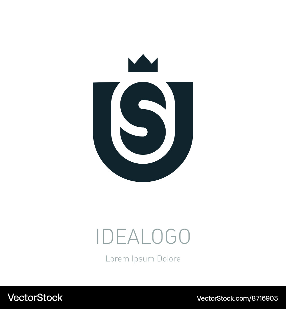 Us initial logo with crown initial monogram Vector Image