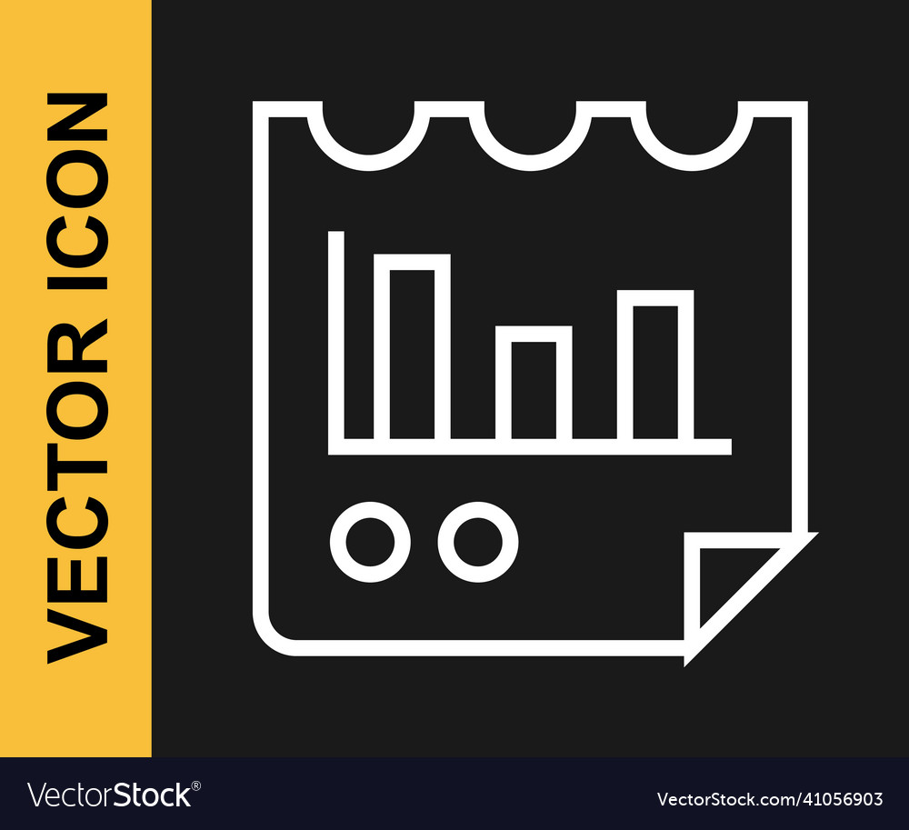 White line document with graph chart icon isolated vector image White line document with graph chart icon isolated