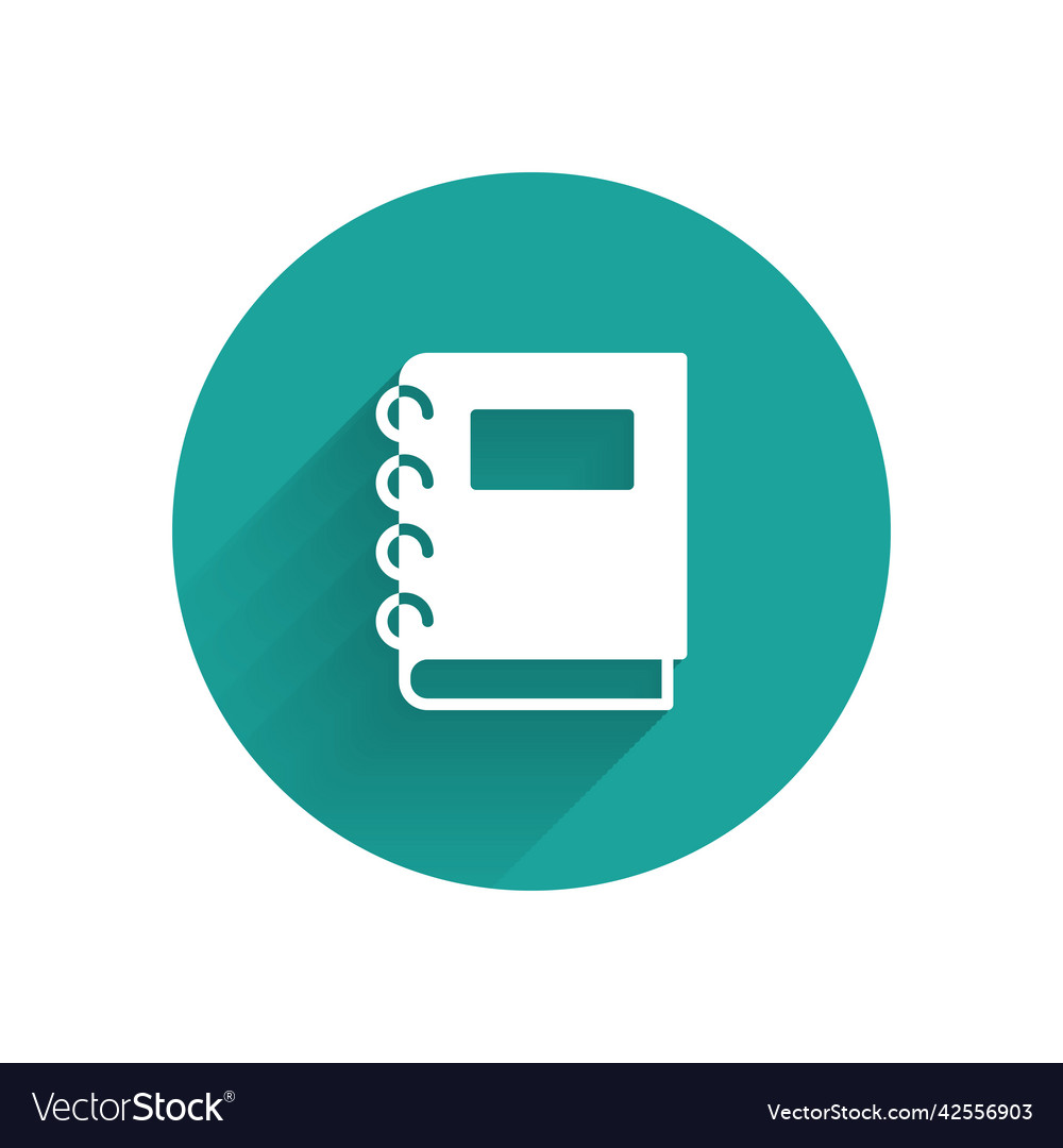 White notebook icon isolated with long shadow Vector Image White notebook icon isolated with long shadow