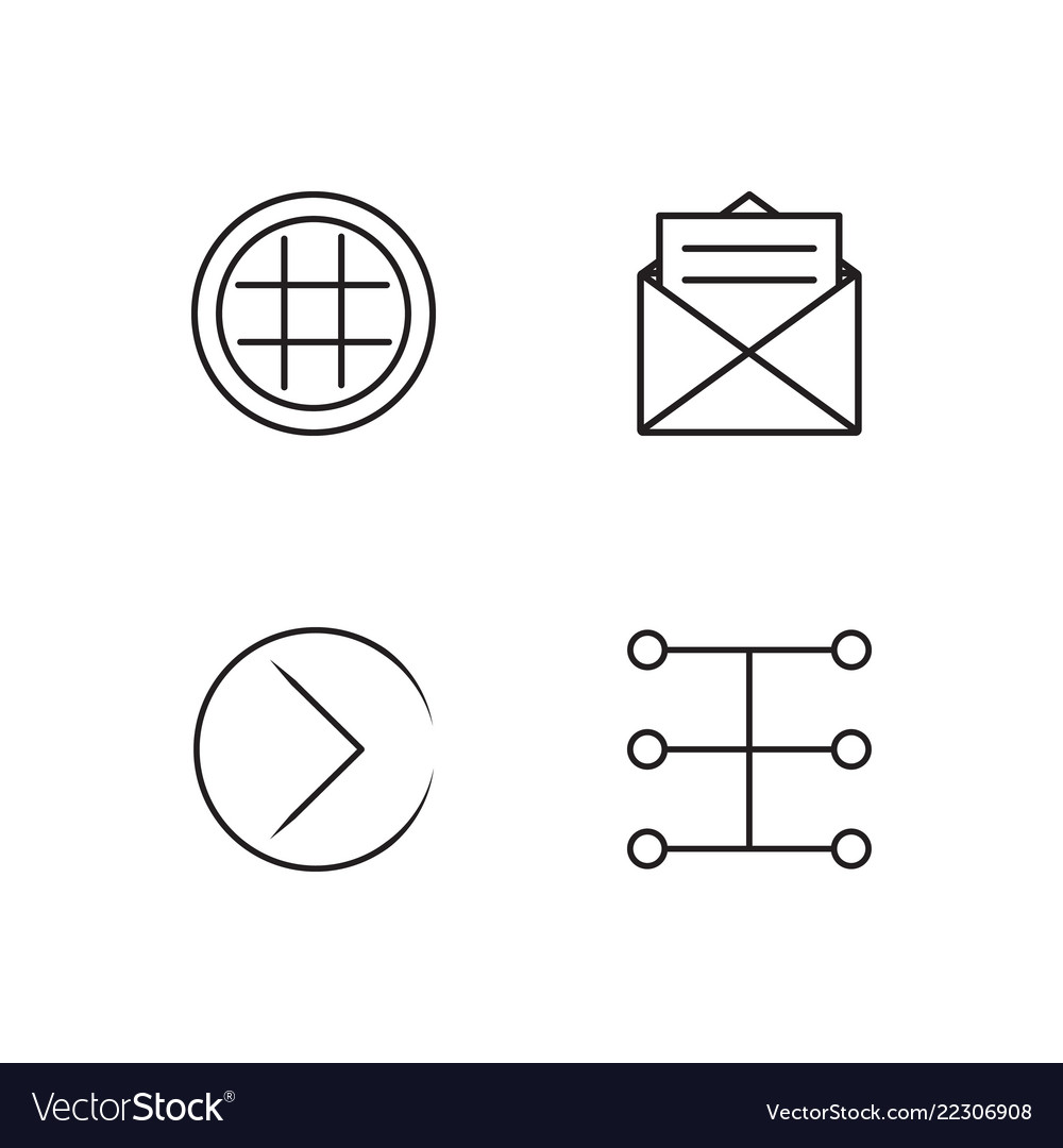 Business simple outlined icons set