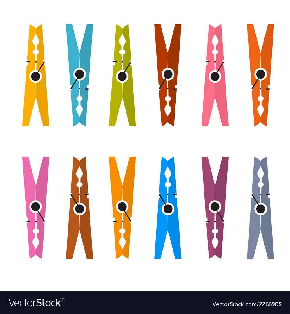 Colorful pegs set isolated on white background Vector Image