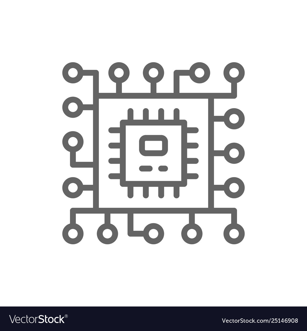 Cpu Mikroprozessor Computer-Chip-Zeilen-Symbol
