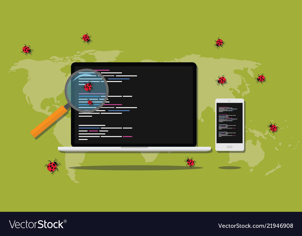 Fehlersuche in der Programmiersoftware Debugging vector image Fehlersuche in der Programmiersoftware Debugging