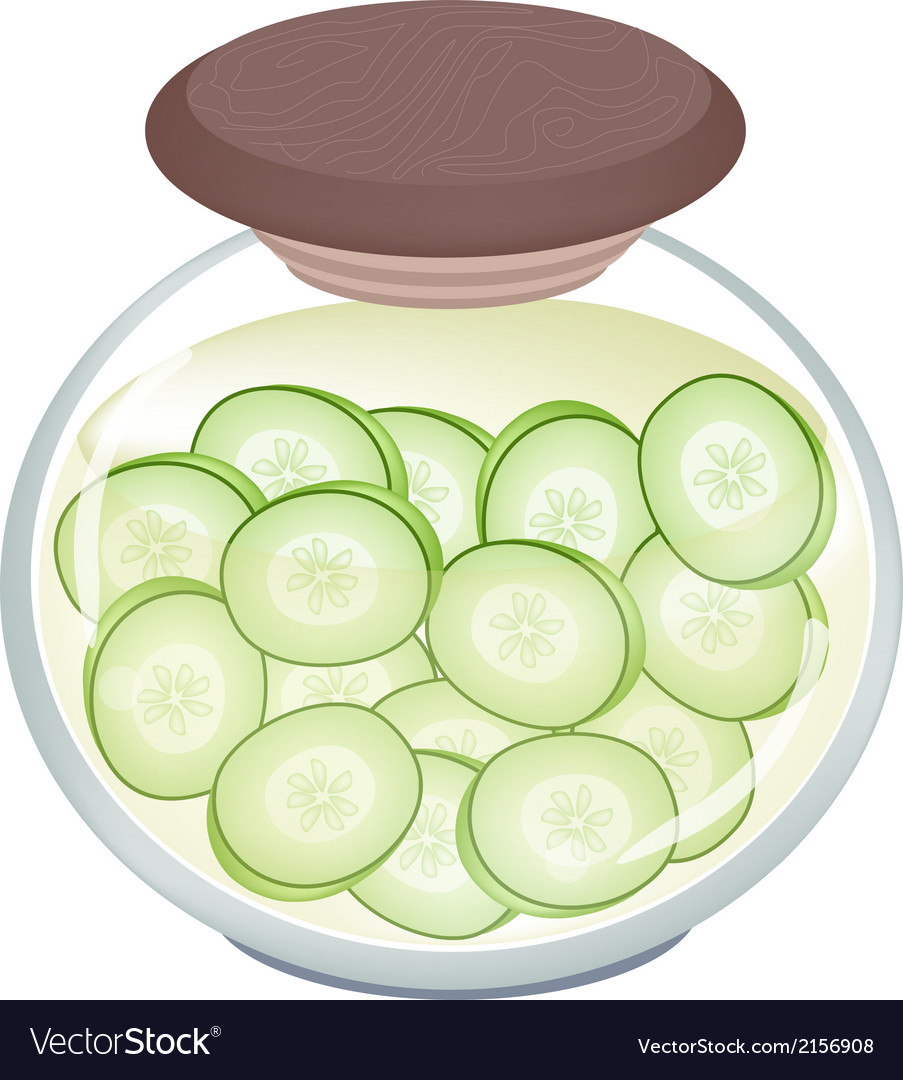 Delicious pikled slice cucumber in a jar