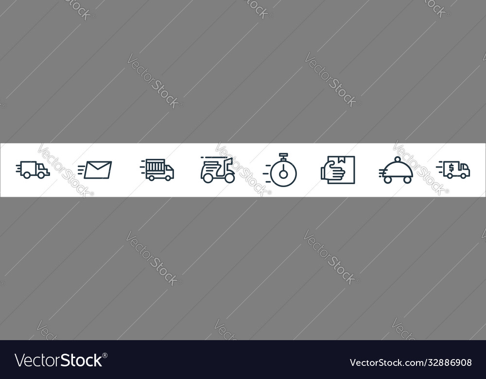 Delivery line icons linear set quality