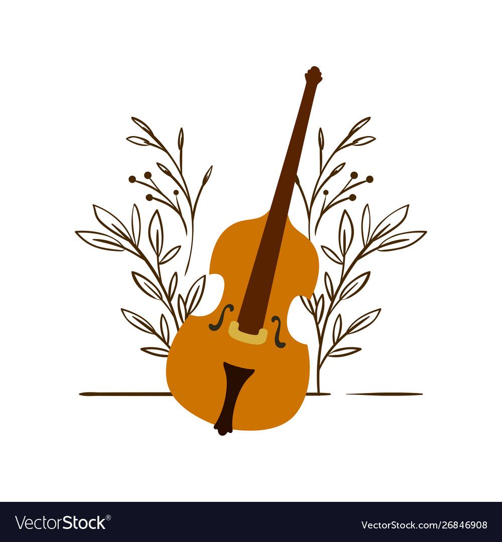 Fiddle with branches and leaves in background