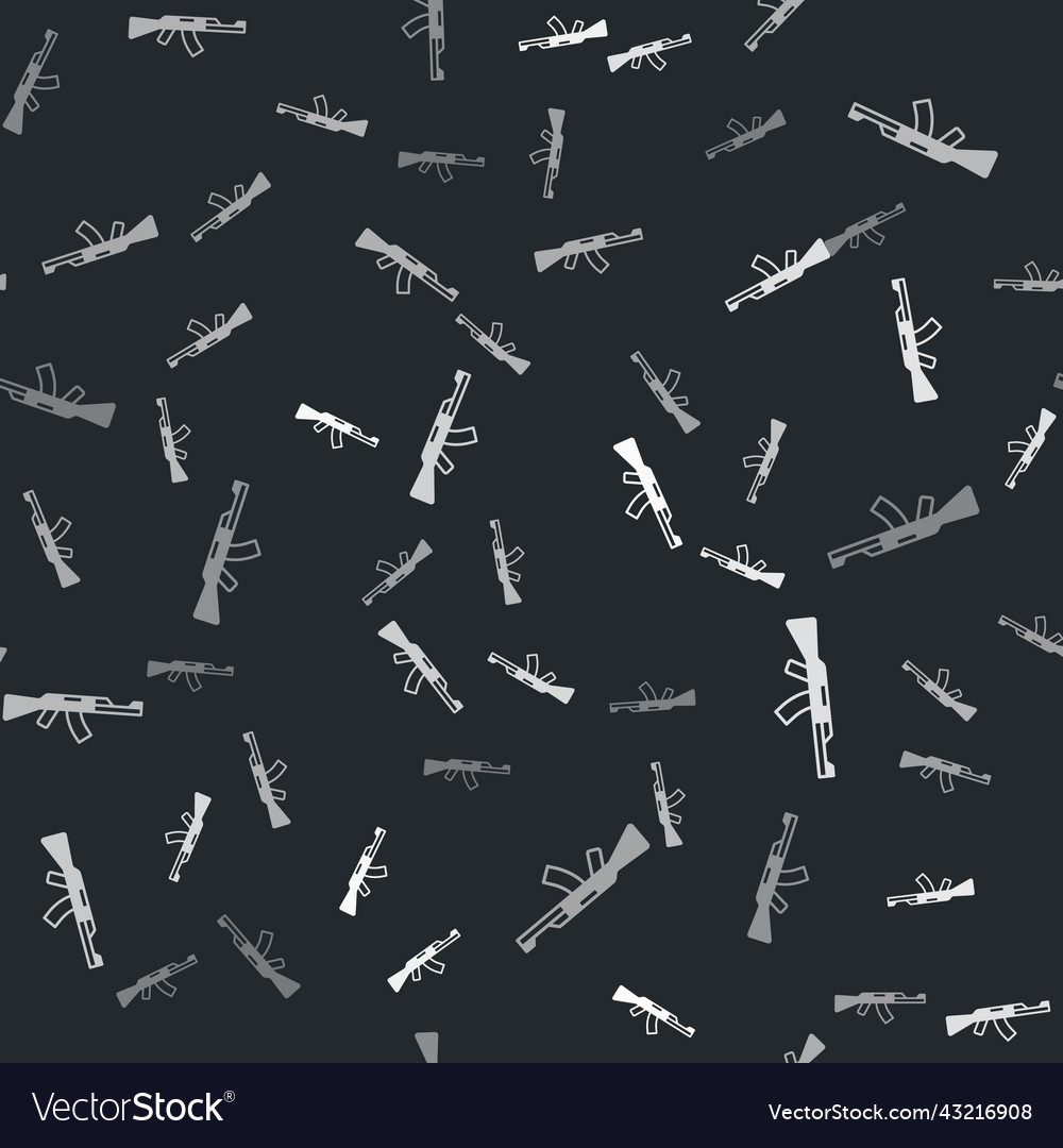 Grey submachine gun icon isolated seamless pattern