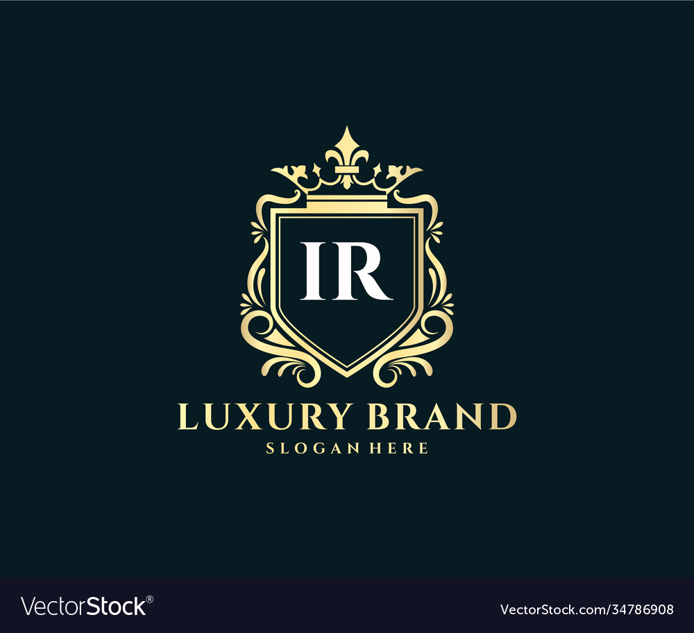 Ir initial letter gold calligraphic feminine Vector Image