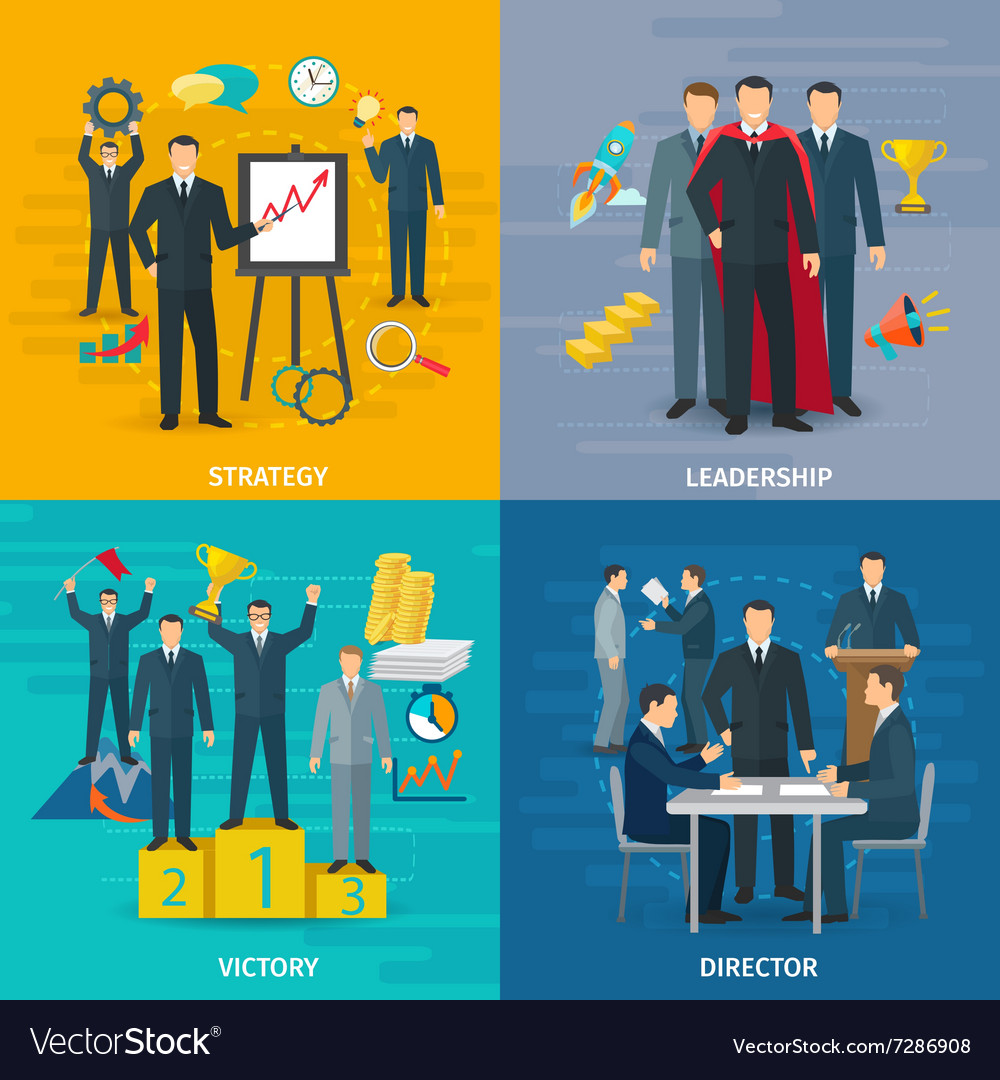 Leadership concept icons set Royalty Free Vector Image