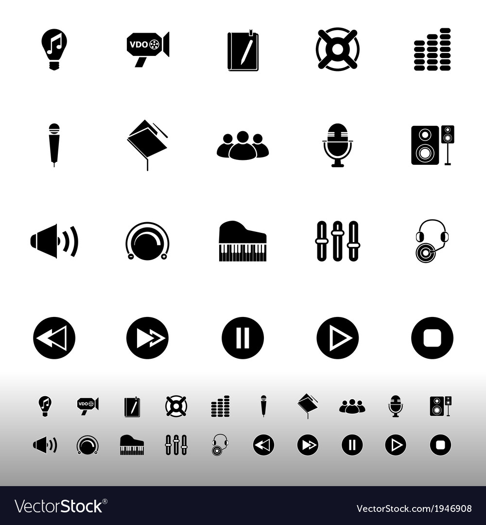 Music icons on white background