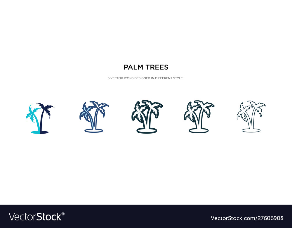 Palm trees icon in different style two colored