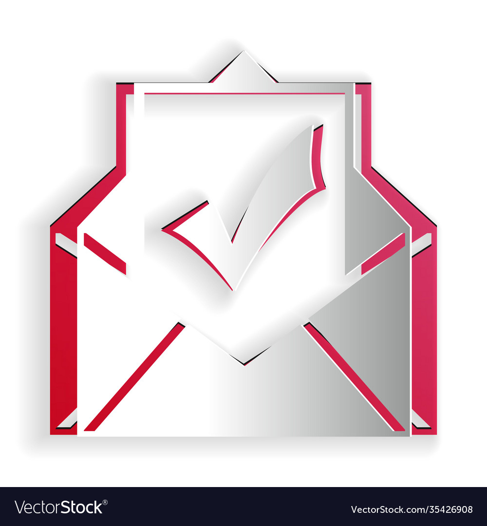 Paper cut envelope with document and check mark