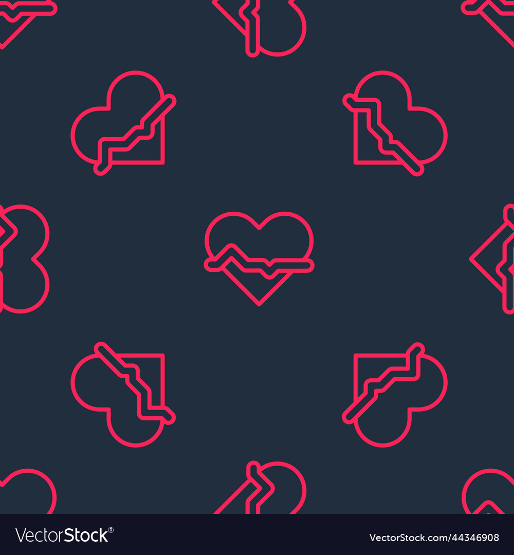 Red line heart rate icon isolated seamless pattern Vector Image Red line heart rate icon isolated seamless pattern