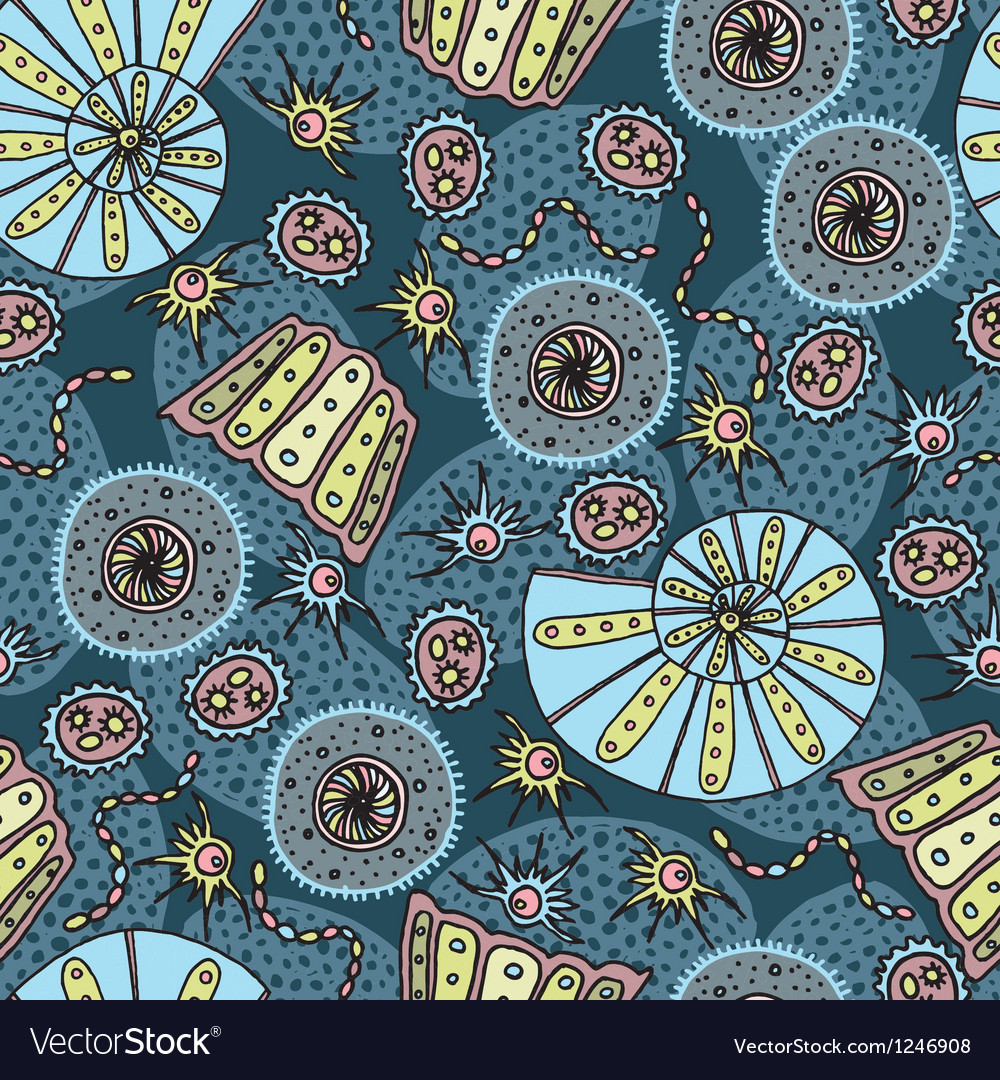 Seamless geometric pattern sea shells and animals Vector Image