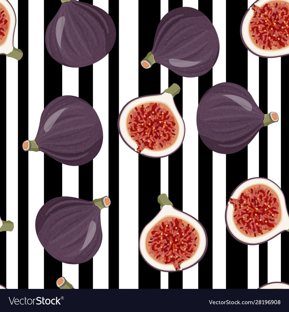 Seamless pattern with figs and black