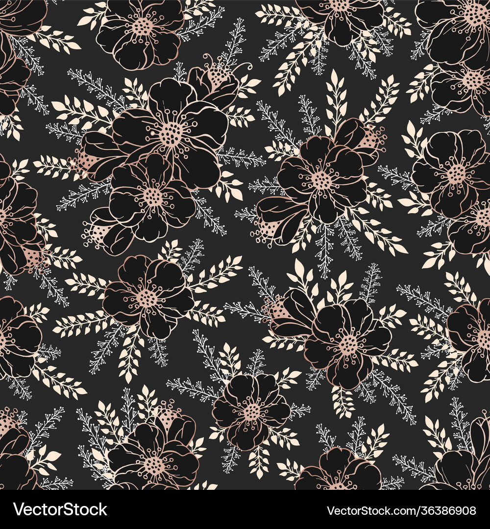 Seamless pattern with gold flowers Royalty Free Vector Image