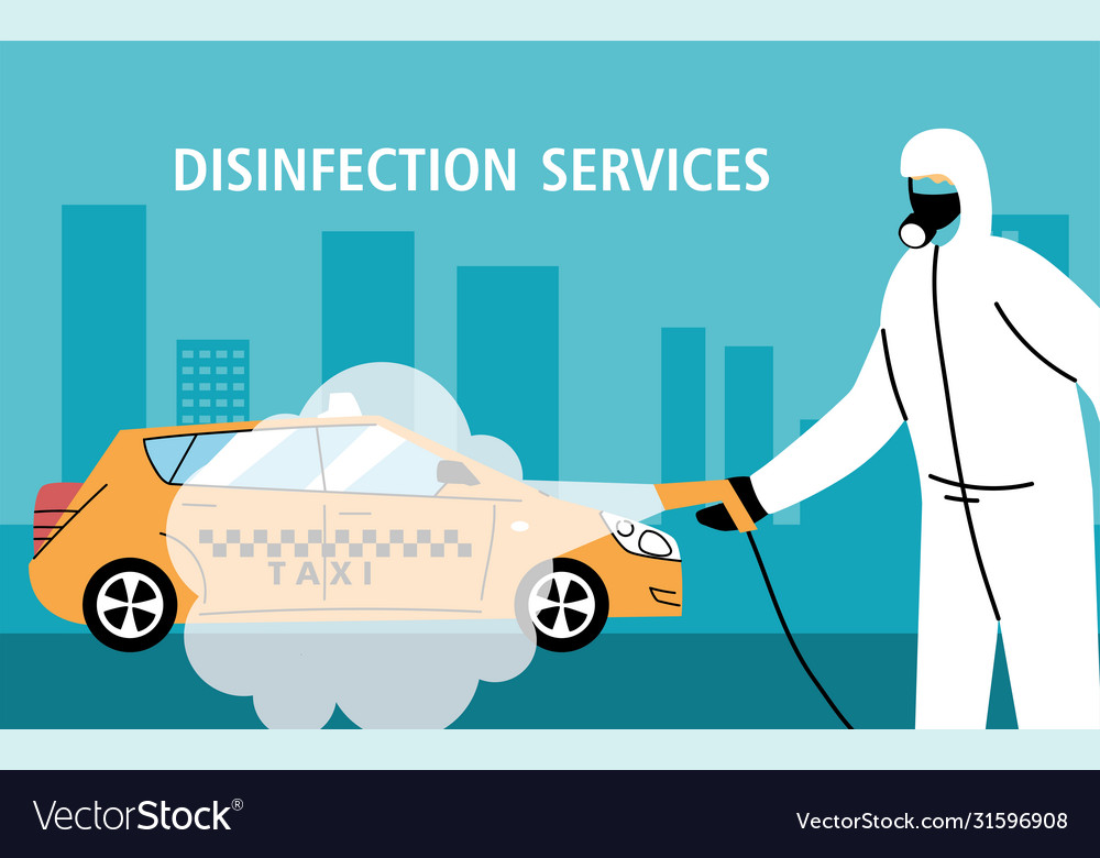 Service taxi disinfection coronavirus or covid19