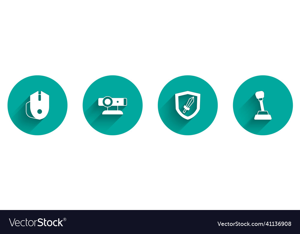 Set computer mouse web camera sword for game vector image Set computer mouse web camera sword for game