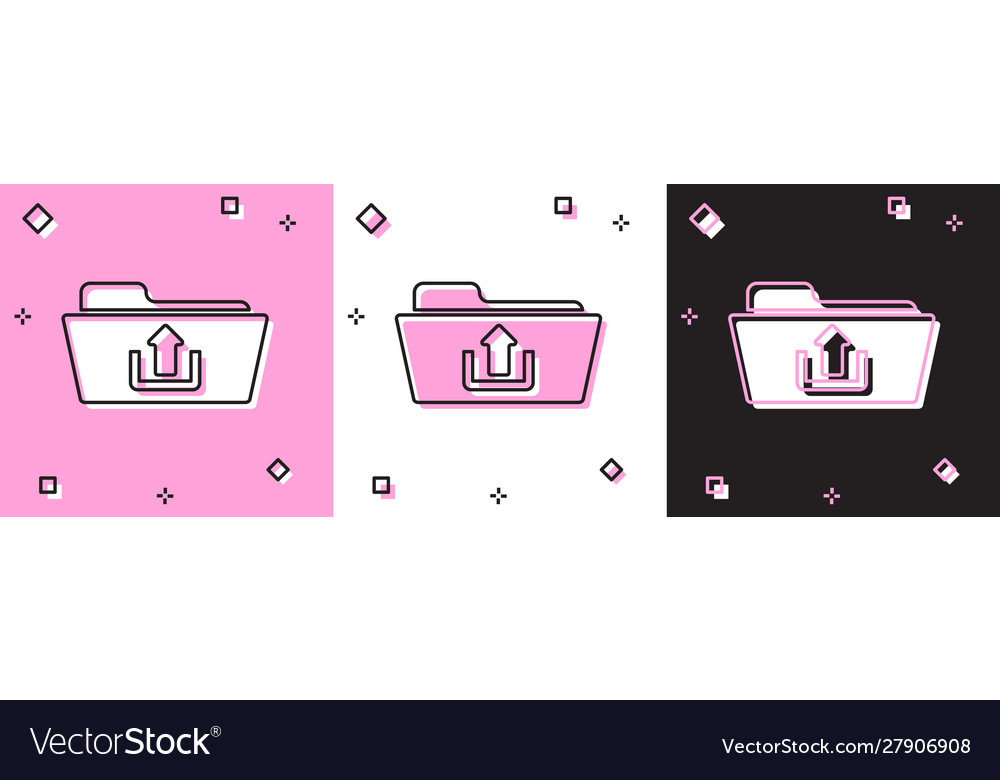 Set folder upload icon isolated on pink and white vector image Set folder upload icon isolated on pink and white