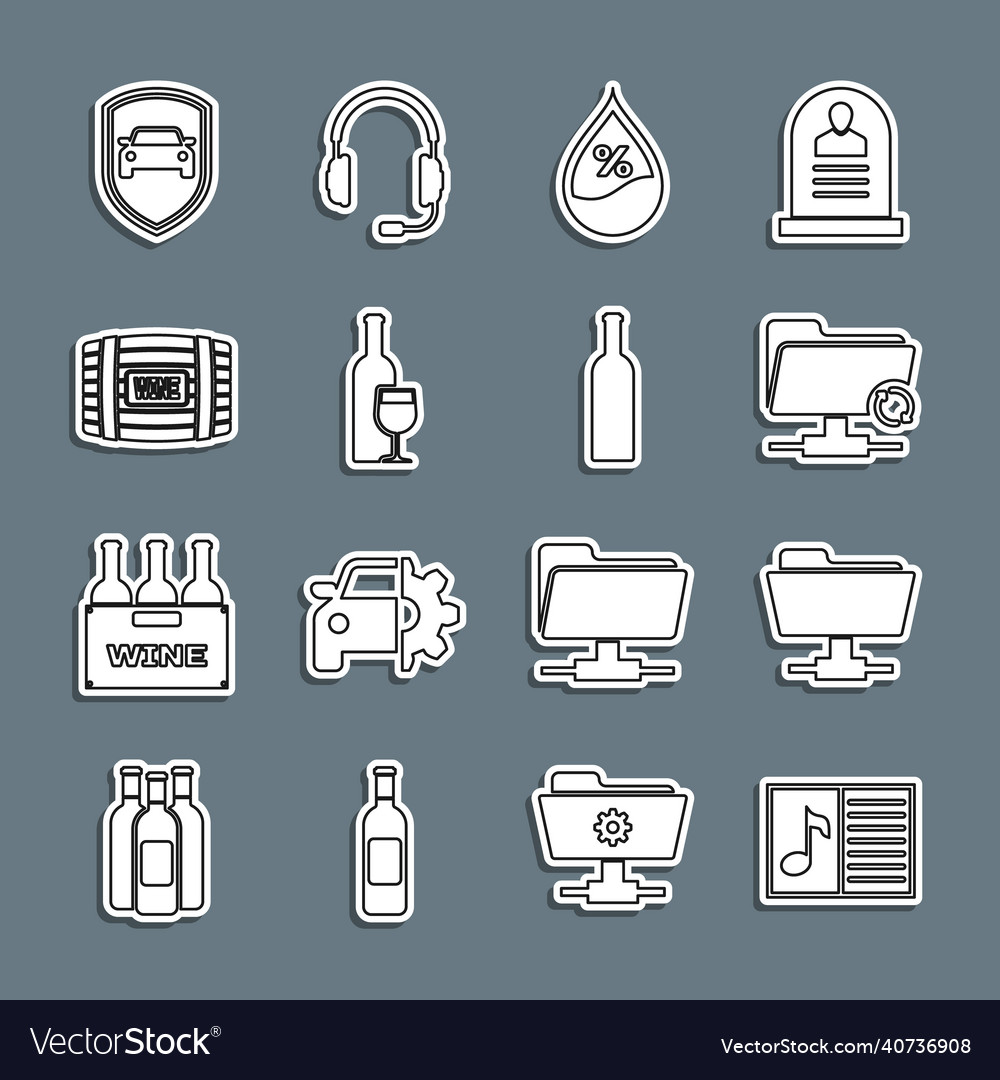 Set line music book with note ftp folder sync Vector Image Set line music book with note ftp folder sync