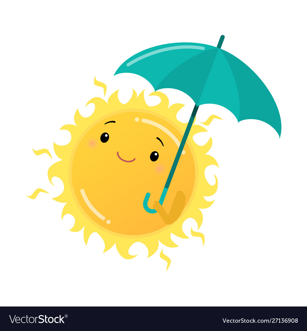 Smiling Sun with Umbrella