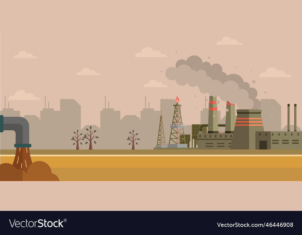 Smoke And Air Pollution Industrial Plant Clouds Vector Image