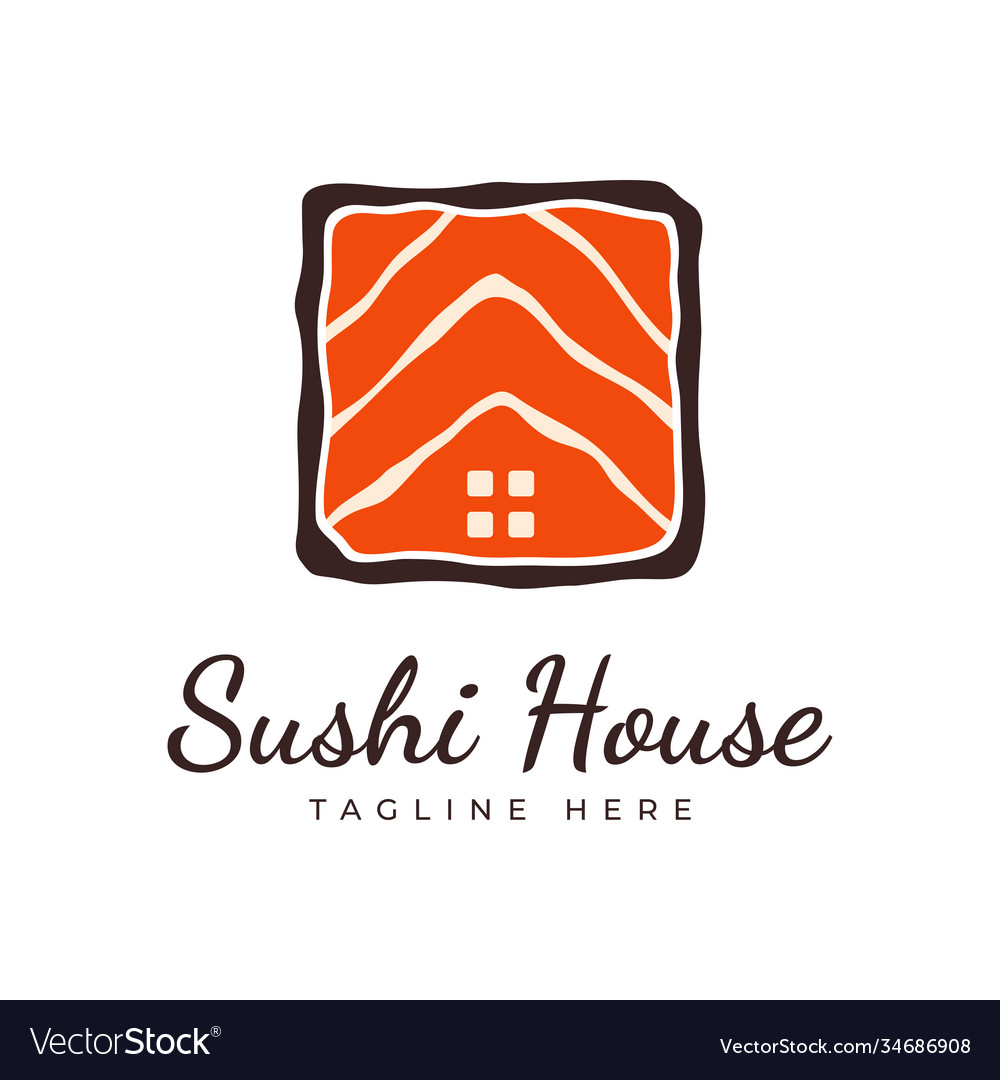 Sushi house logo for restaurant or asian food Vector Image