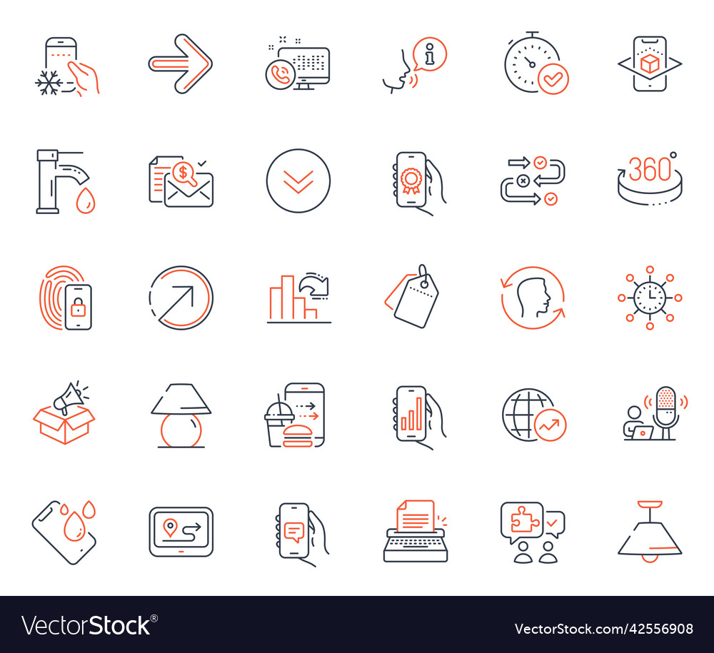 Technology icons set included icon as analysis