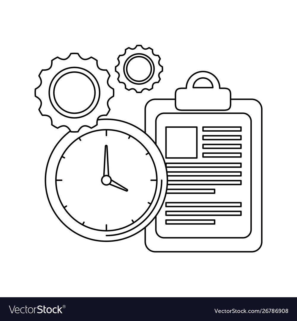 Time clock watch and checklist vector image Time clock watch and checklist