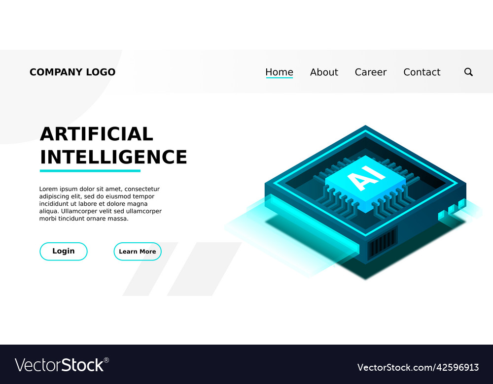 Artificial intelligence ai web banner isometric vector image Artificial intelligence ai web banner isometric