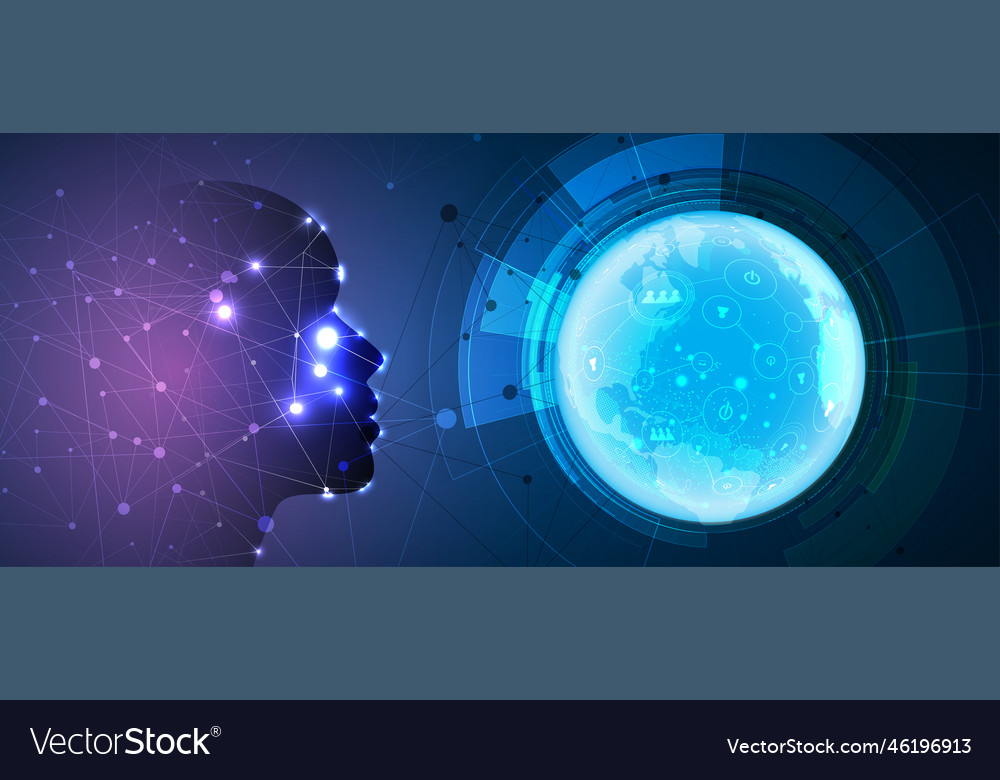 Artificial intelligence technology web background vector image Artificial intelligence technology web background