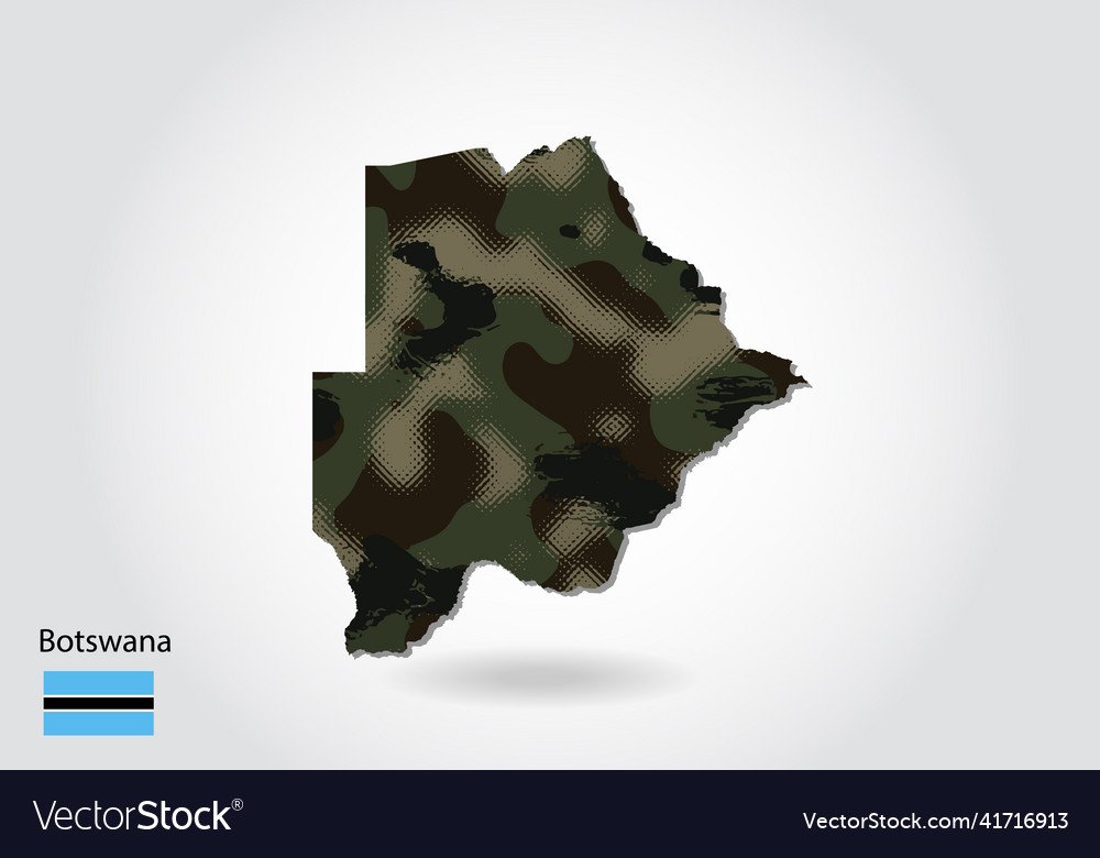 Botswana map with camouflage pattern forest vector image Botswana map with camouflage pattern forest