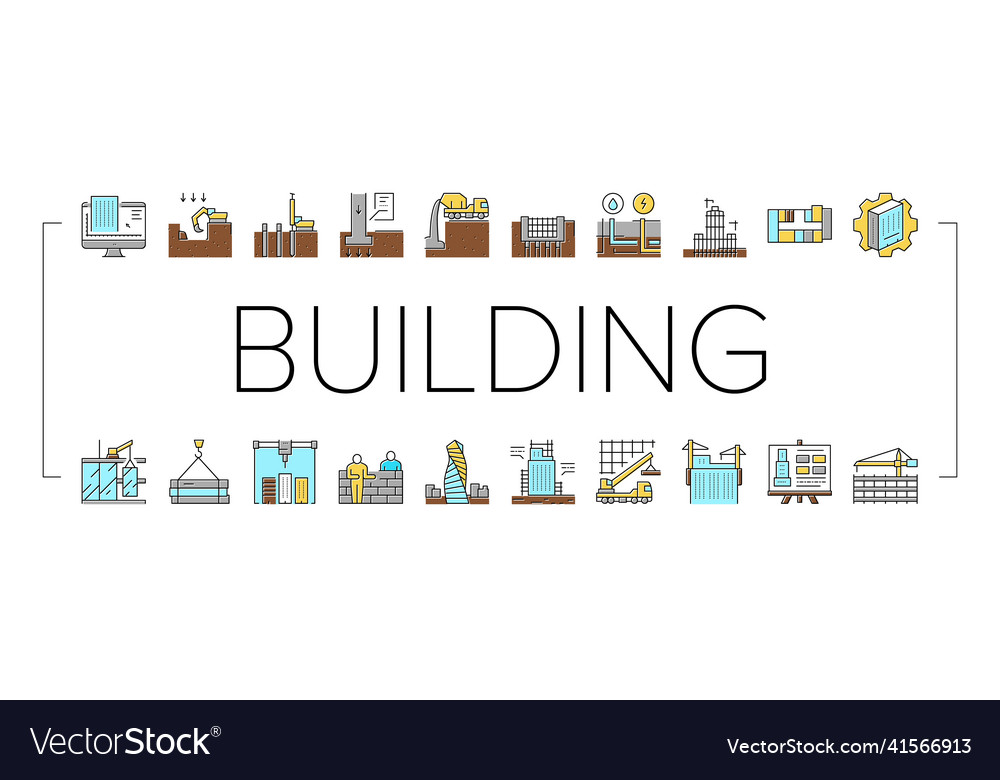 Building construction collection icons set