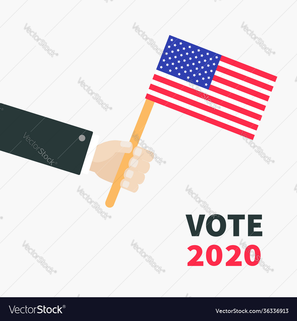 Businessman hand holding american flag president vector image Businessman hand holding american flag president