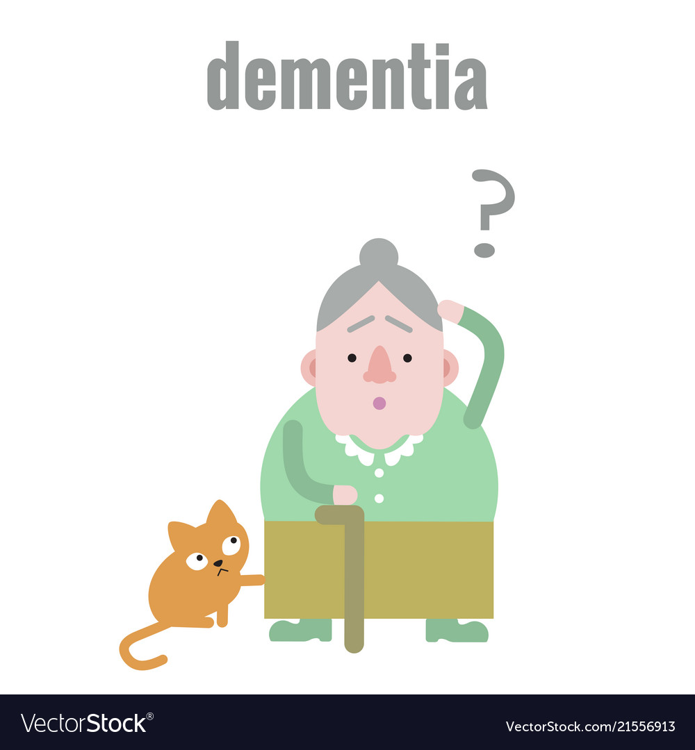 Elderly woman with dementia in confused state of Vector Image