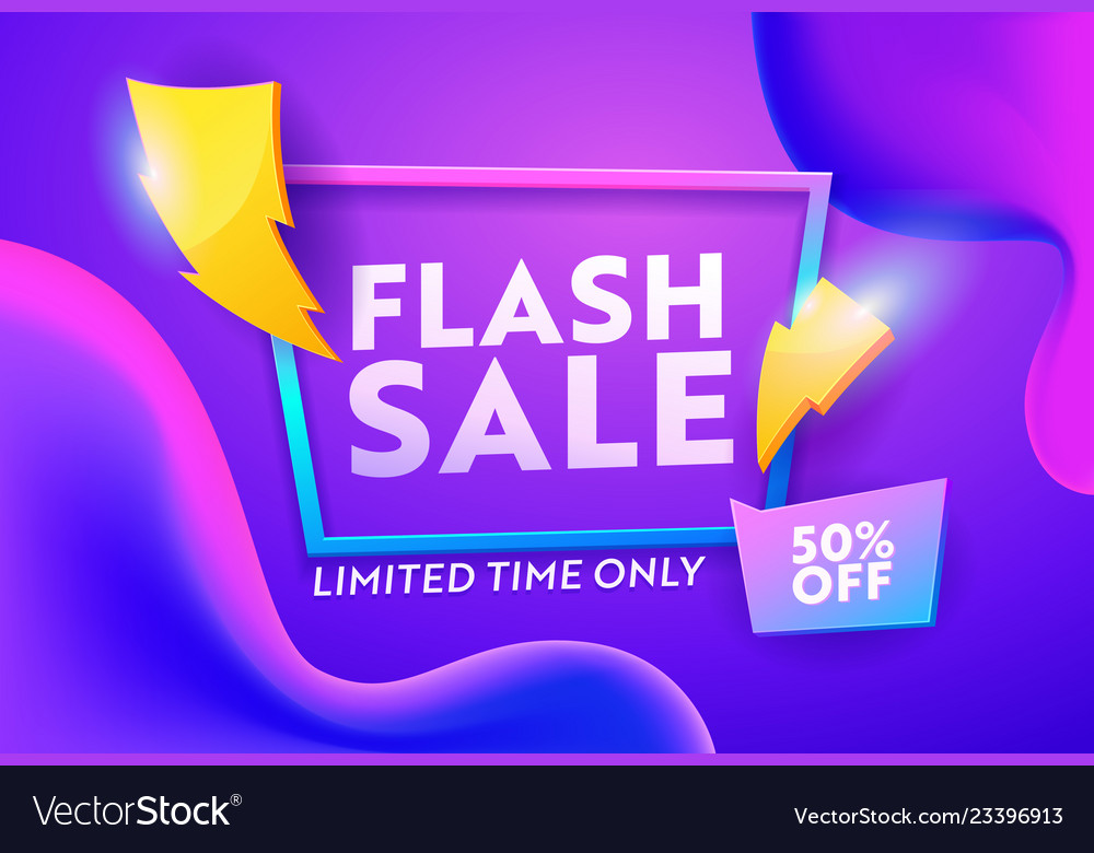 Flash Sale Discount Poster Online Banner Design Vector Image