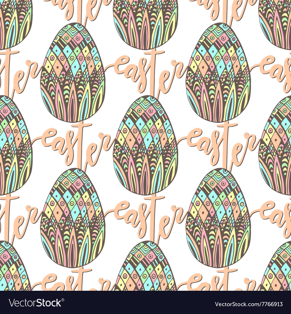 Happy easter pattern with decorated hand drawn